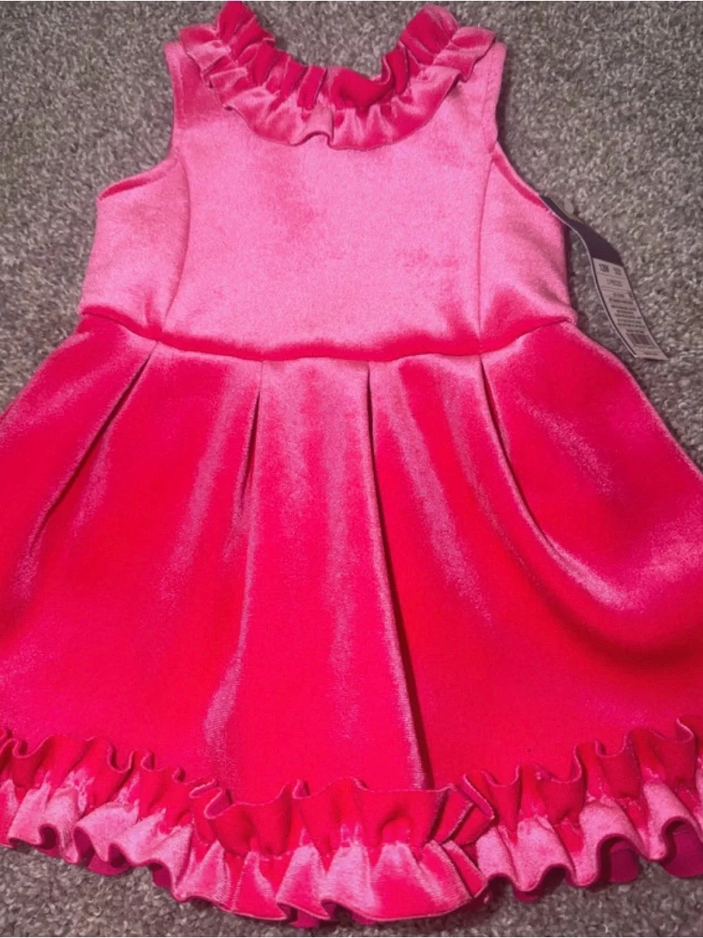 Carter's Hot Pink Velvet Ruffle Dress for Girls